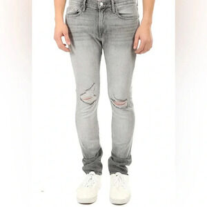 FRAME DENIM Men’s L’Homme Skinny Distressed Jeans in Kennesaw/Gray 32